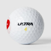 Personalisierter Name Red Valentine Heart Red & Wh Golfball (Logo)