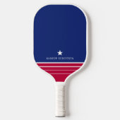 Personalisierter Name: Red White and Blue Strip St Pickleball Schläger (Vorderseite)