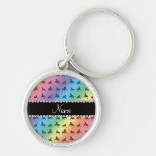 Personalisierter Name Regenbogen Einhornmuster Schlüsselanhänger