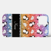 Personalisierter Name Regenbogen Glitzer Pinguine Case-Mate iPhone Hülle (Rückseite (Horizontal))