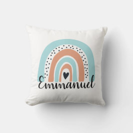 Personalisierter Name Regenbogen Herzblauer Pfirsi Kissen