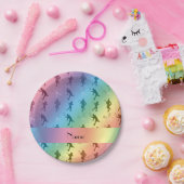 Personalisierter Name Regenbogen Lacrosse Silhouet Pappteller (Party)