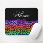 Personalisierter Name Regenbogen-Leopardruck lila  Mousepad (Mit Mouse)