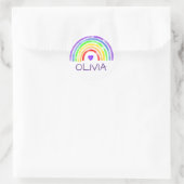 Personalisierter Name Regenbogen und Wasserfarbe Runder Aufkleber (Tasche)