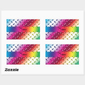 Personalisierter Name Regenbogendiamantstahl Rechteckiger Aufkleber (Blatt)