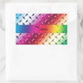 Personalisierter Name Regenbogendiamantstahl Rechteckiger Aufkleber (Tasche)