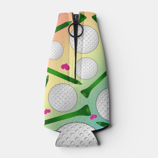 Personalisierter Name Regenbogengolfbälle T-Shirts Flaschenkühler (Rückseite)