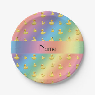 Personalisierter Name Regenbogengummimuster Pappteller