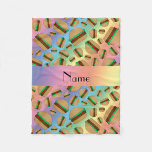 Personalisierter Name Regenbogenhamburger Fleecedecke
