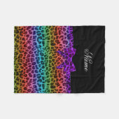 Personalisierter Name Regenbogenleopard, lila Bugb Fleecedecke (Vorderseite (Horizontal))