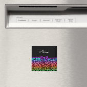 Personalisierter Name Regenbogenleopard, lila Bugb Magnet (In Situ (Geschirrspüler))