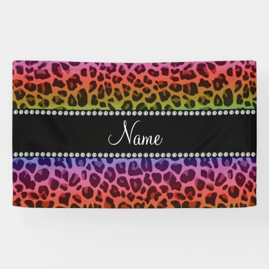 Personalisierter Name Regenbogenleoparden Banner (Horizontal)