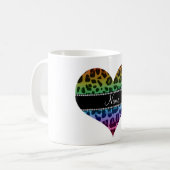 Personalisierter Name Regenbogenleoparden Kaffeetasse (Vorderseite Links)