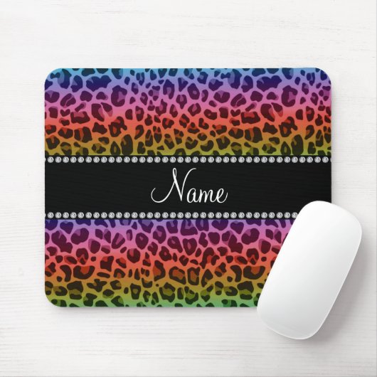 Personalisierter Name Regenbogenleoparden Mousepad (Mit Mouse)