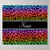 Personalisierter Name Regenbogenleoparden Poster (Vorne)