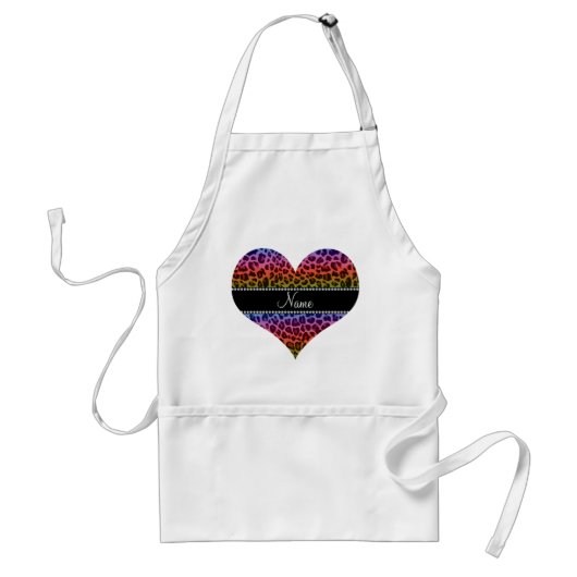 Personalisierter Name Regenbogenleoparden Schürze (Vorne)