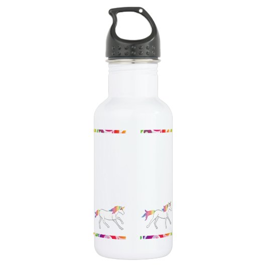Personalisierter Name - RegenbogenUnicorn Edelstahlflasche (Rückseite)