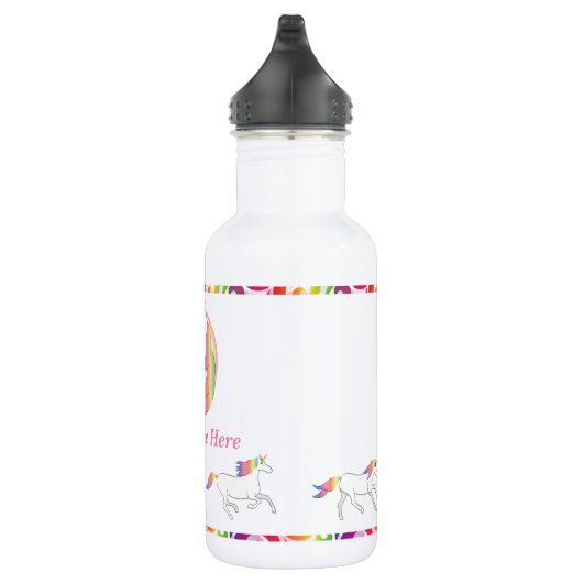 Personalisierter Name - RegenbogenUnicorn Edelstahlflasche (Rechts)