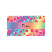 Personalisierter Name Regenbogenwatte Adressaufkleber (Vorne)