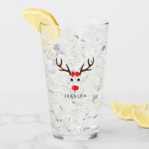 Personalisierter Name Reindeer Xmas Holiday Glas