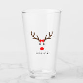 Personalisierter Name Reindeer Xmas Holiday Glas (Vorderseite)
