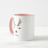 Personalisierter Name Reindeer Xmas Tasse (Vorderseite Links)