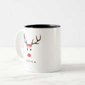 Personalisierter Name Rentier Xmas Urlaub Zweifarbige Tasse (Vorderseite Links)