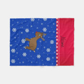 Personalisierter Name Rentierblauer Schneeflocken Fleecedecke (Vorderseite (Horizontal))
