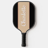 Personalisierter Name Retro Beige Schwarz Pickleball Schläger (Rückseite)