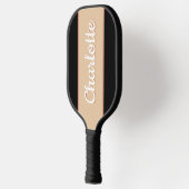Personalisierter Name Retro Beige Schwarz Pickleball Schläger (Links)