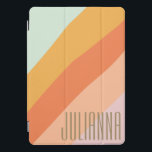 Personalisierter Name Retro Bright Pastell Summer iPad Pro Cover<br><div class="desc">Dieses personalisierte iPad Gehäuse zeichnet sich durch ein modernes, diagonales Farbengebälk in sanften Pastelltönen aus Minze, Pfirsich und Korallen aus. Eine mutige, vertikale Namensanpassung fügt eine stilvolle persönliche Touch hinzu, die sich ideal für Studierende, Kreative oder alle will, ihre Technik auf unterhaltsame, auffällige Weise zu tragen. Entwickelt für alltägliche Funktionalität...</div>