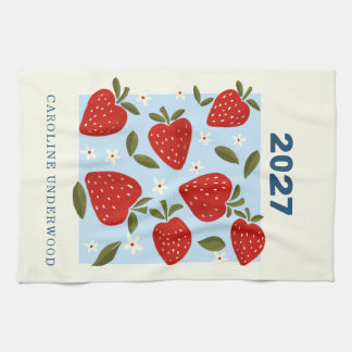 Personalisierter Name Retro Erdbeeren Markt Cottag Geschirrtuch