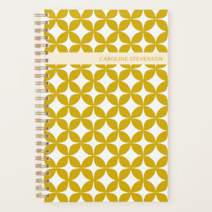 Personalisierter Name Retro Geometric Golden Yello Planer