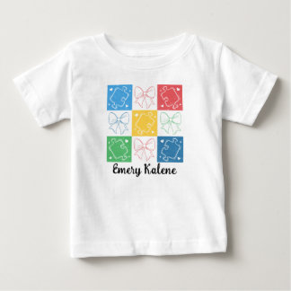 Personalisierter Name Retro Karo Autism Awareness Baby T-shirt