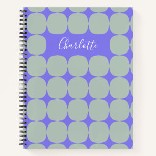 Personalisierter Name Retro Lila grün geometrisch Notizblock