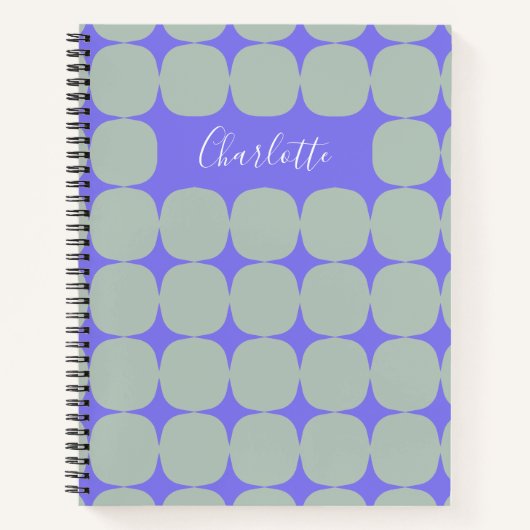 Personalisierter Name Retro Lila grün geometrisch Notizblock (Vorderseite)