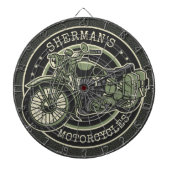 Personalisierter NAME Retro Militärische Motorradf Dartscheibe (vorne)