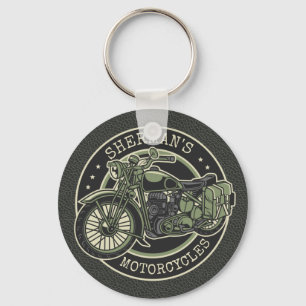 Personalisierter NAME Retro Militärische Motorradf Schlüsselanhänger