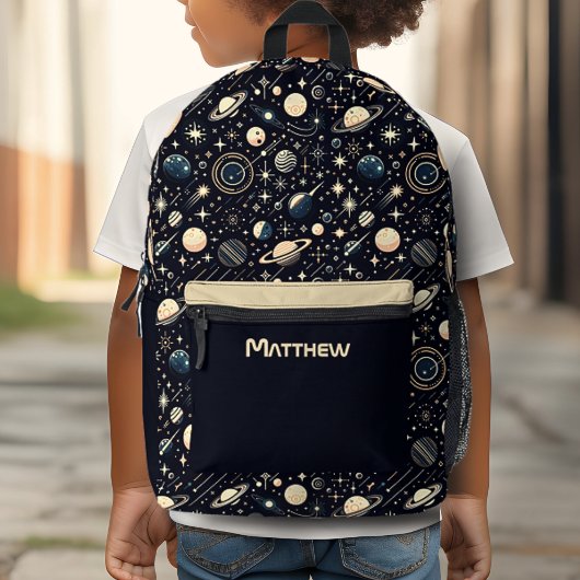 Personalisierter Name Retro Modernes Weltraumthema Bedruckter Rucksack