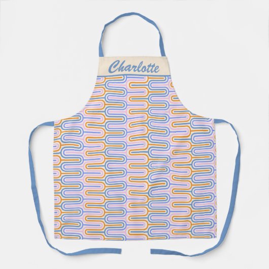 Personalisierter Name Retro Pastel Geometric Baker Schürze (Vorderseite)