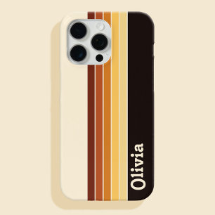 Personalisierter Name Retro-Streifen iPhone 14 Hülle