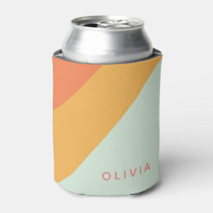 Personalisierter Name Retro-Streifen Pastell-Mint- Dosenkühler
