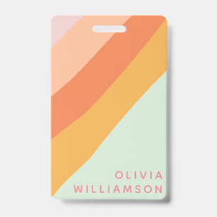 Personalisierter Name Retro Streifen Pastete Minze Ausweis