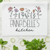 Personalisierter Name Retro-Wildblumen Geschirrtuch (Gefaltet)