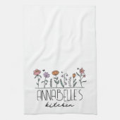 Personalisierter Name Retro-Wildblumen Geschirrtuch (Vertikal)