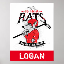 Personalisierter Name Rink Rats Hockey Red Poster