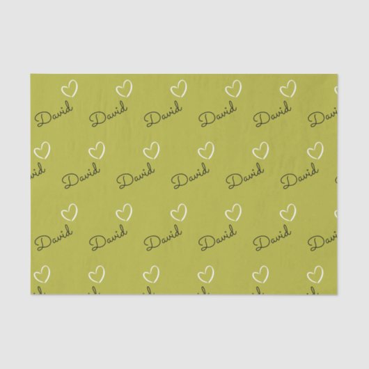 Personalisierter Name Romantische Herzgeburt Seidenpapier (Vorderseite)