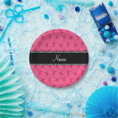 Personalisierter Name rosa Anführermuster Pappteller (Party)