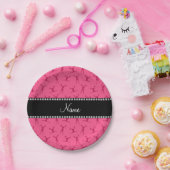 Personalisierter Name rosa Anführermuster Pappteller (Party)