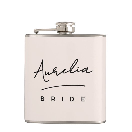 Personalisierter Name Rosa Bachelorette Flachmann (Vorderseite)